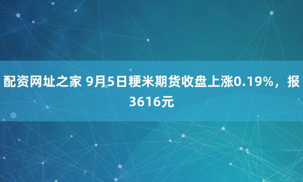 配资网址之家 9月5日粳米期货收盘上涨0.19%，报3616元